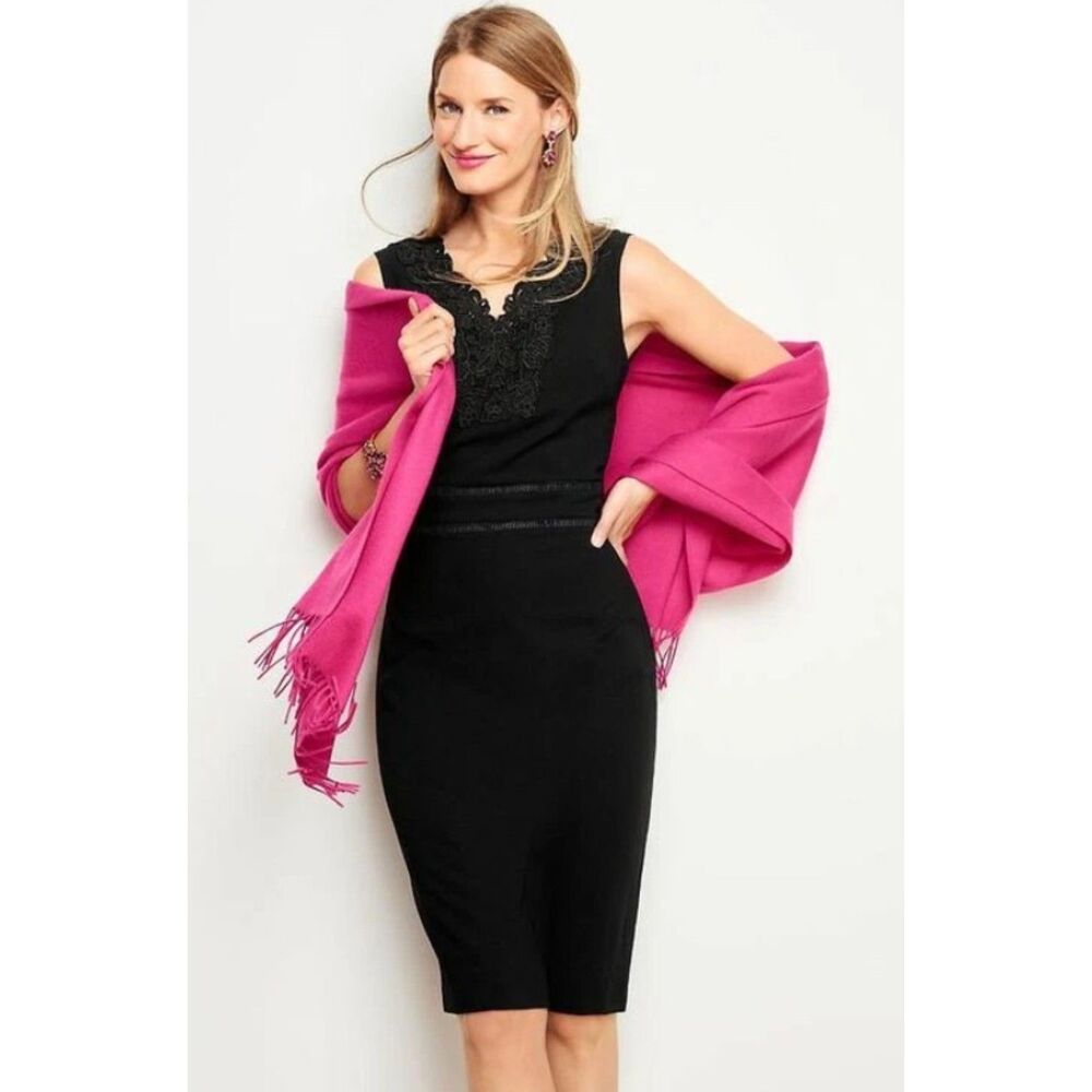 RSVP TALBOTS Embroidered Black Plus Sz 24 Sleeveless Lined Knee Length Dress NWT